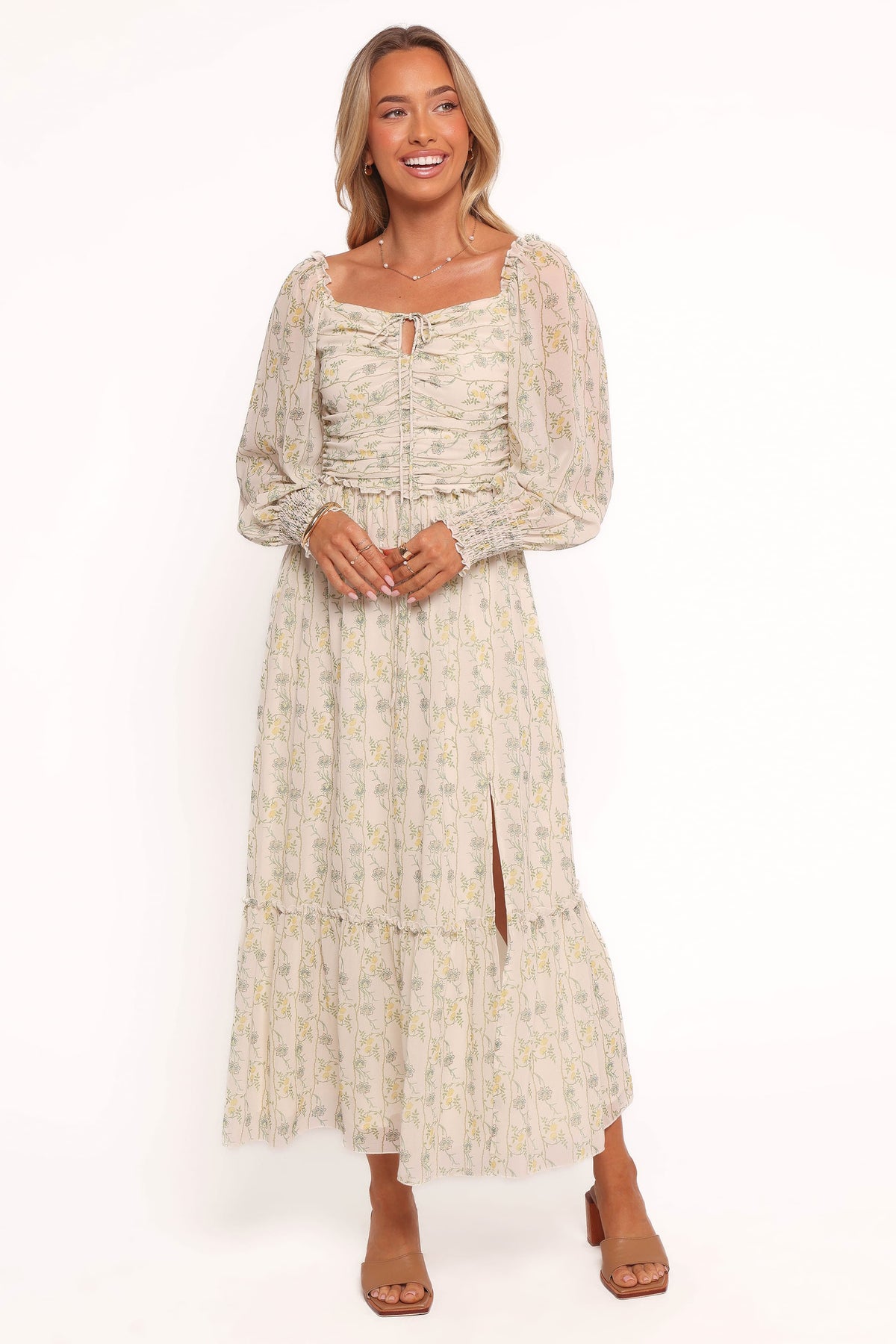 Keziah Long Sleeve Maxi Dress - Yellow Floral