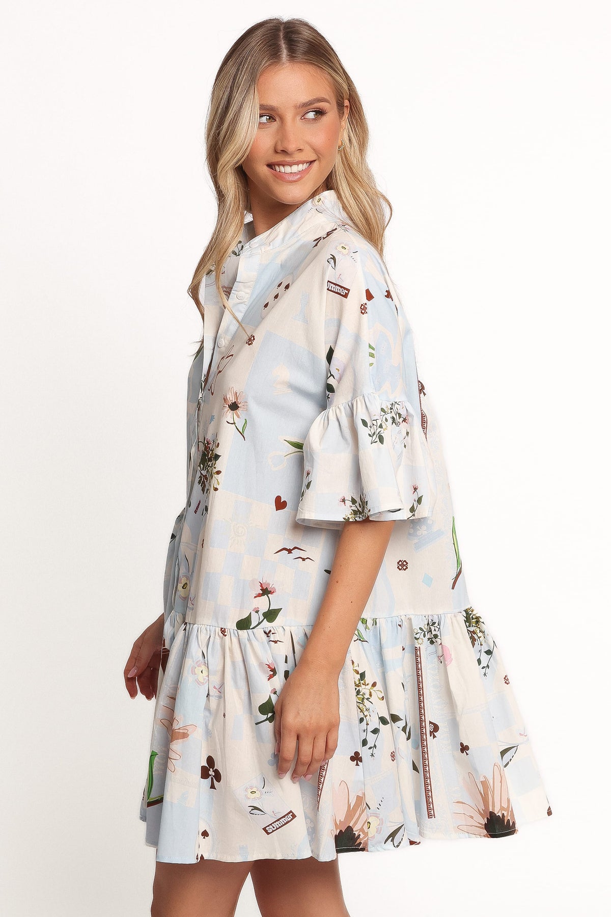 Marguerite Mini Dress - Blue Floral