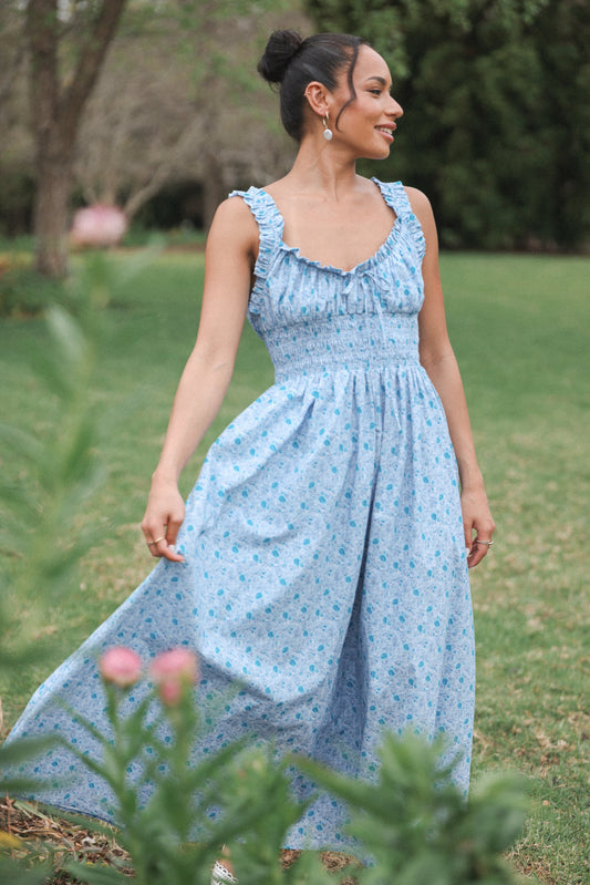 Marlena Midi Dress - Blue Floral