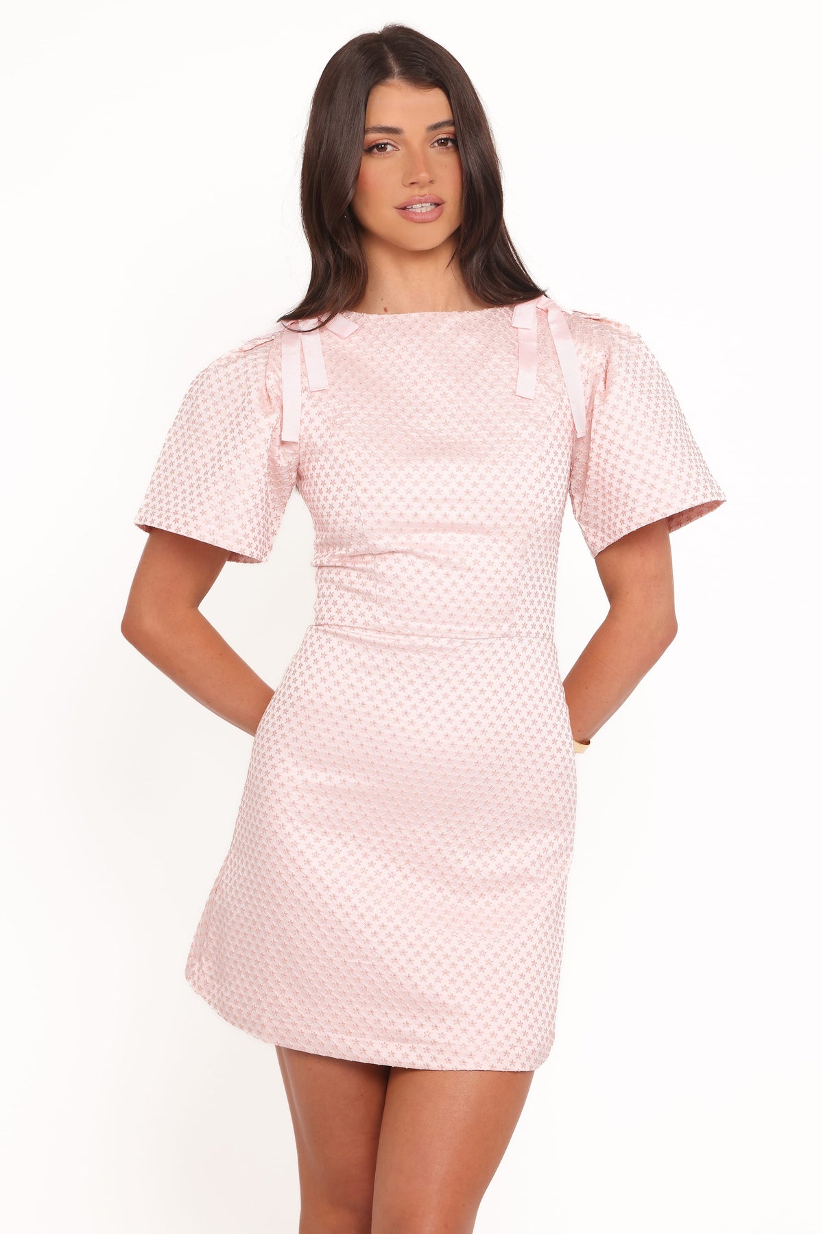 Marlene Mini Dress - Pink Rose Brocade