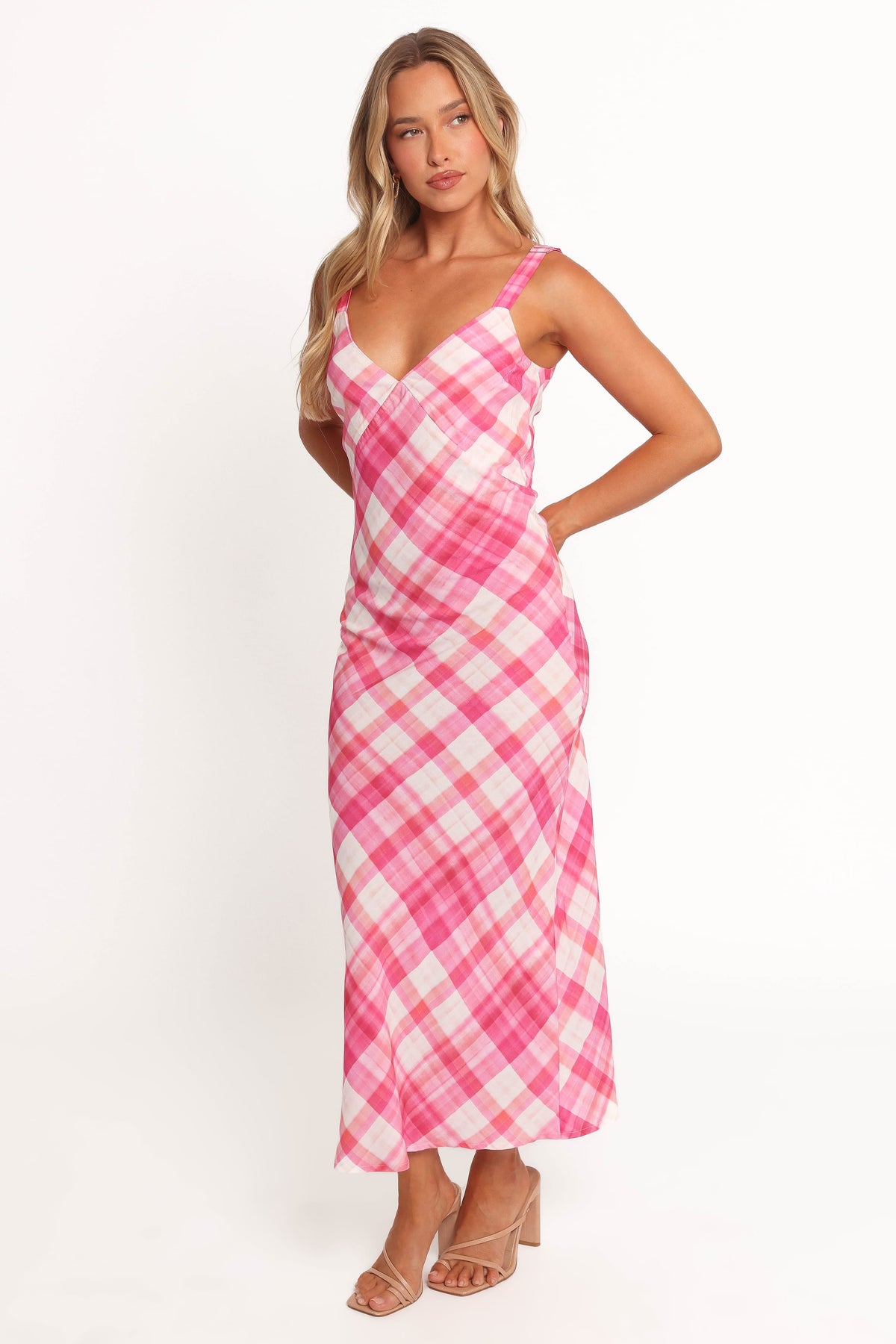 Morghan Midi Dress - Pink Check