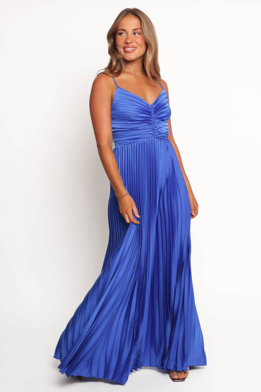 Naira Pleated Maxi Dress - Blue