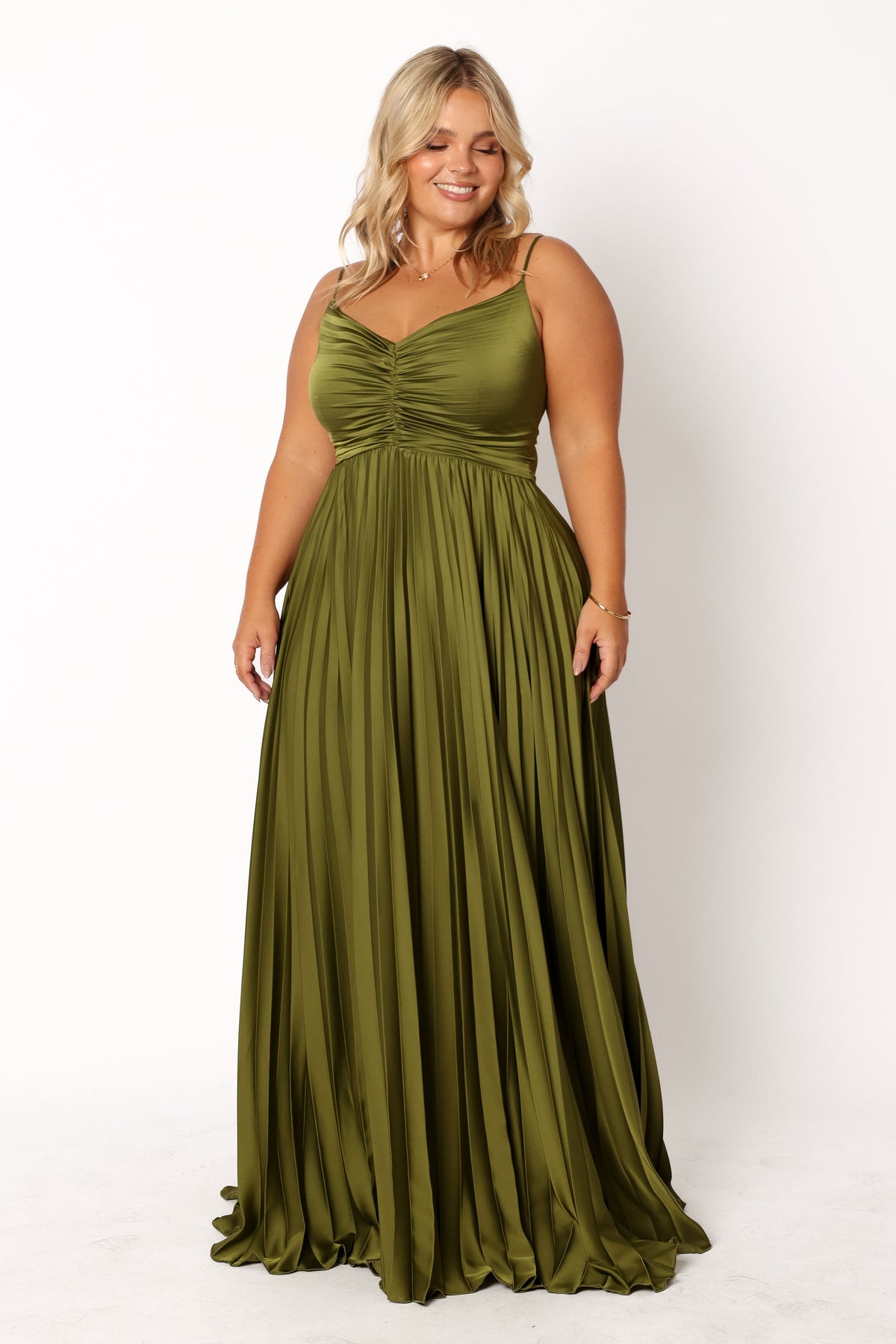 Naira Pleated Maxi Dress - Palm Green