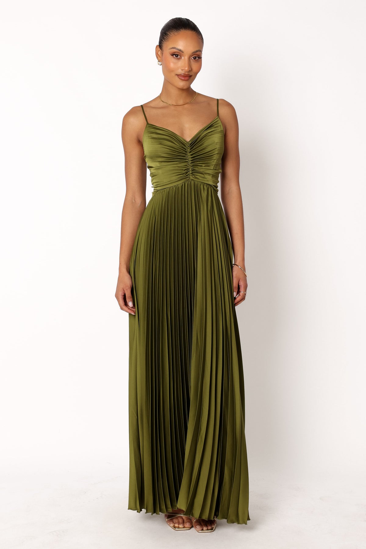 Naira Pleated Maxi Dress - Palm Green