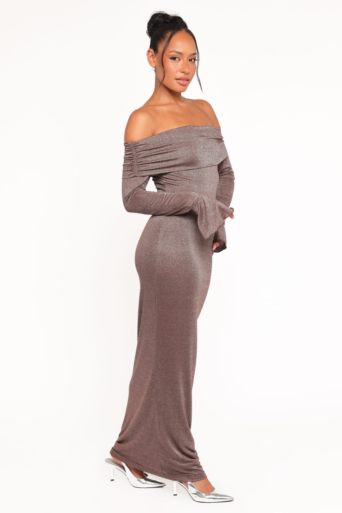 Oraton Off Shoulder Maxi Dress - Brown