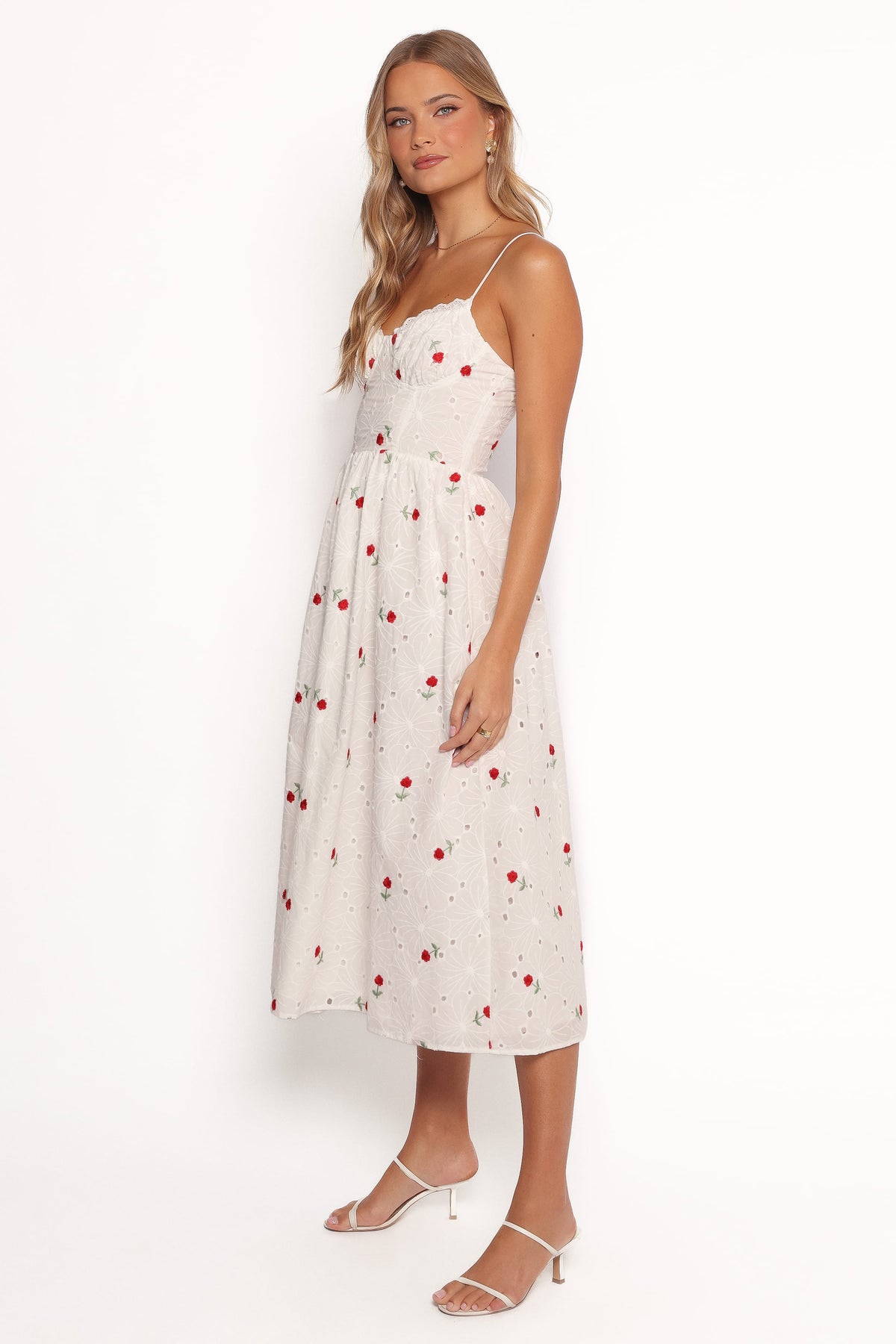 Paloma Maxi Dress - White Red Floral