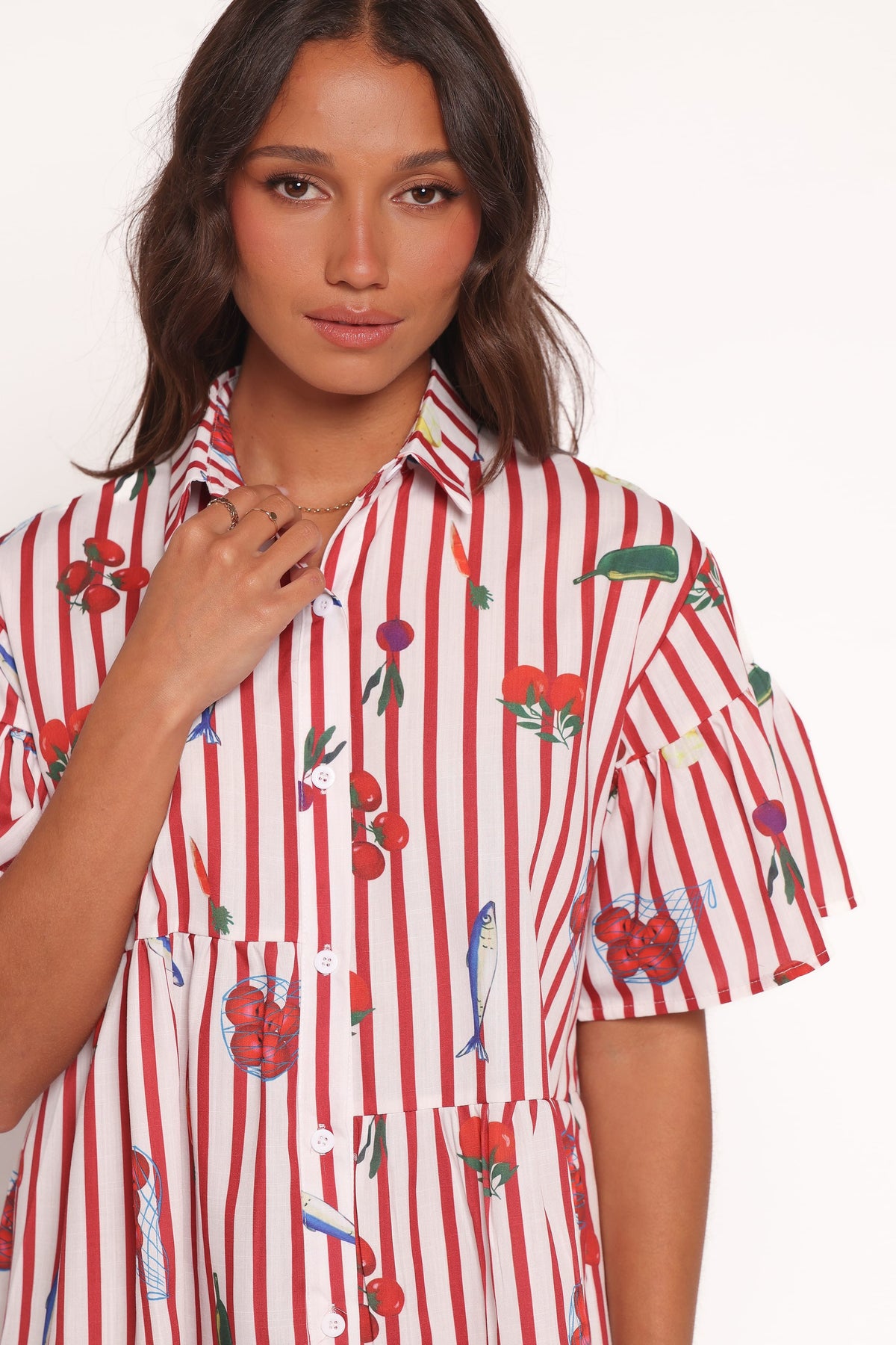 Peachy Mini Dress - Red Picnic Stripe