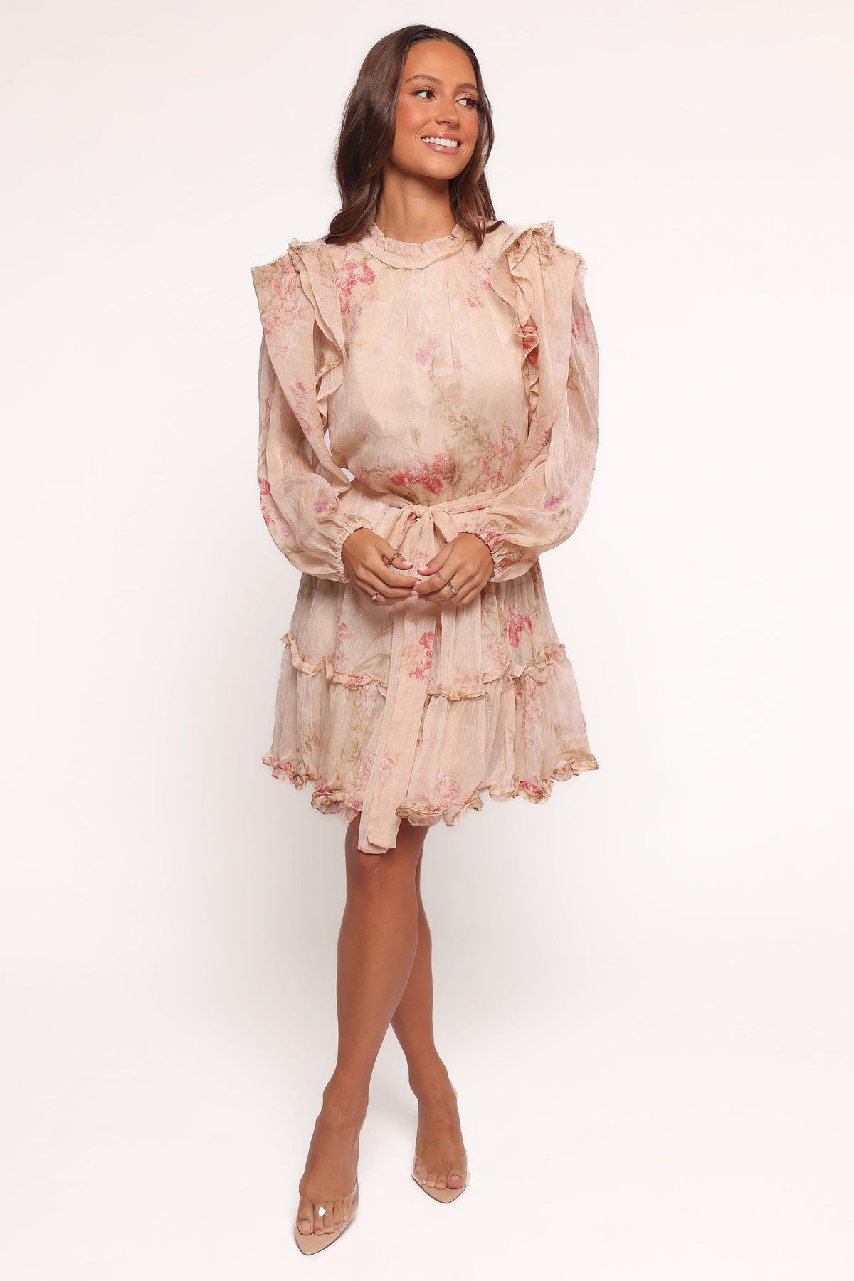 Phaedra Long Sleeve Mini Dress - Soft Rose