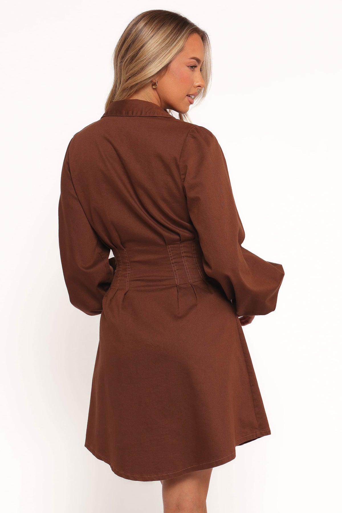 Phoenix Long Sleeve Mini Dress - Brown Denim