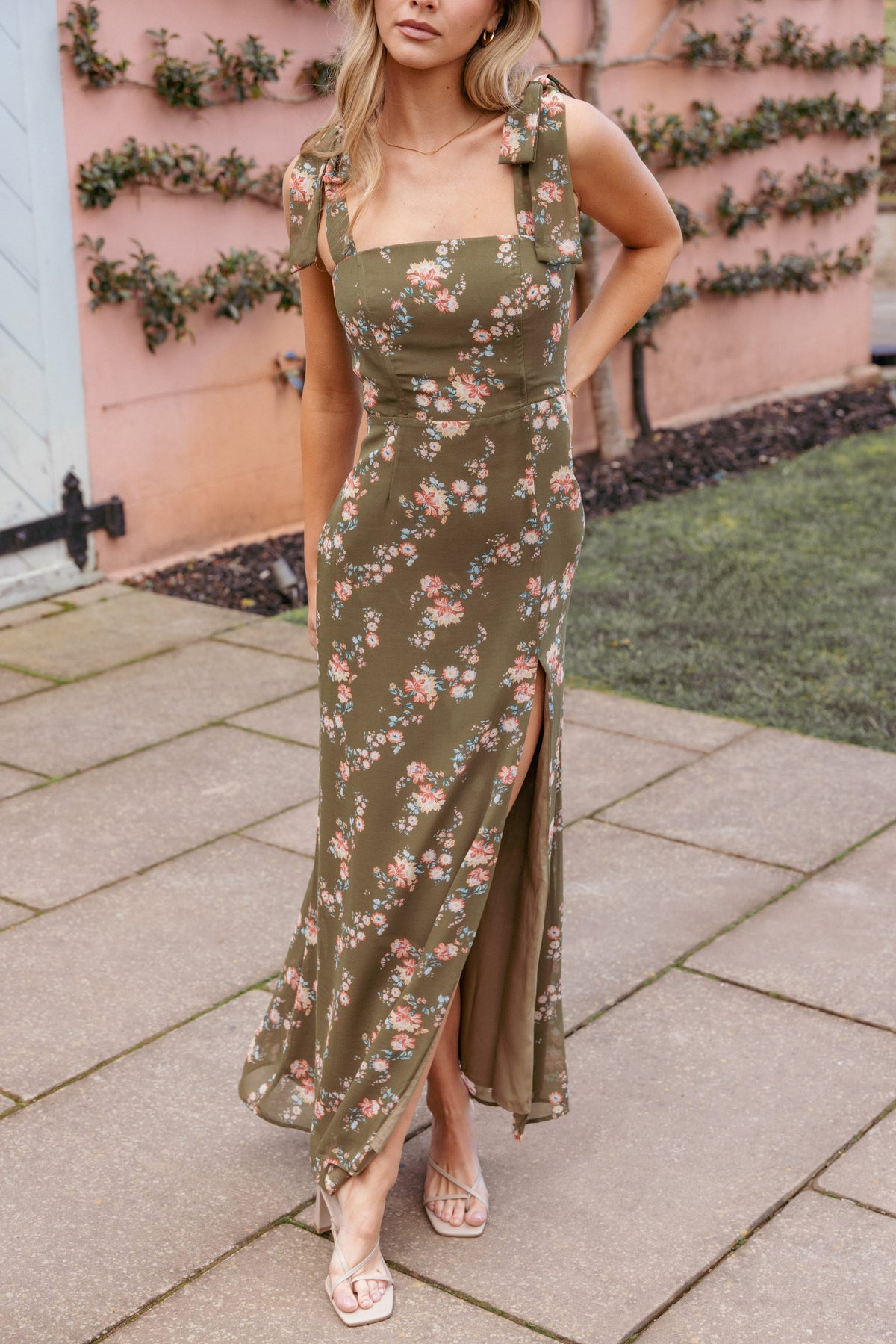 Renita Maxi Dress - Olive Floral