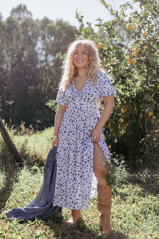 Roberts Maxi Dress - Blue Ditsy Floral