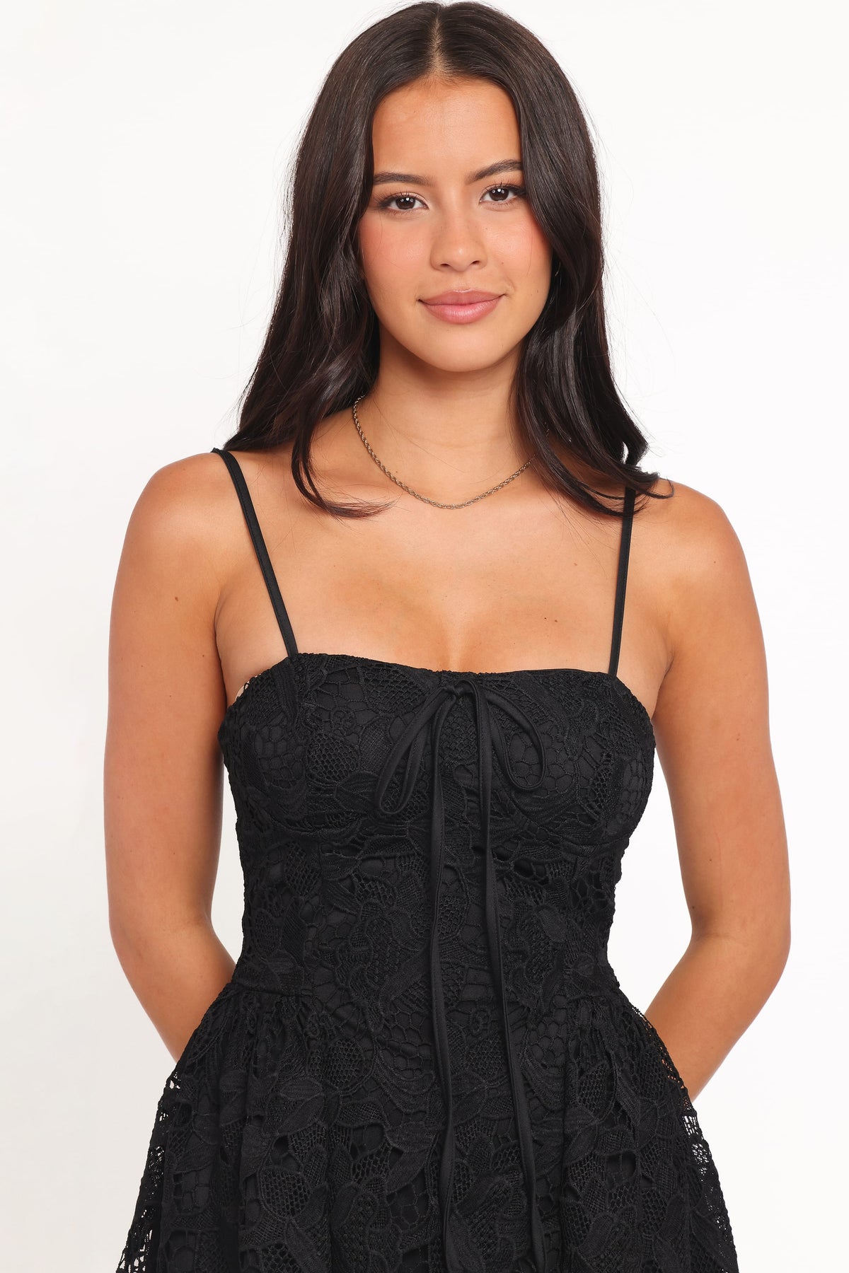 Roselle Lace Mini Dress - Black