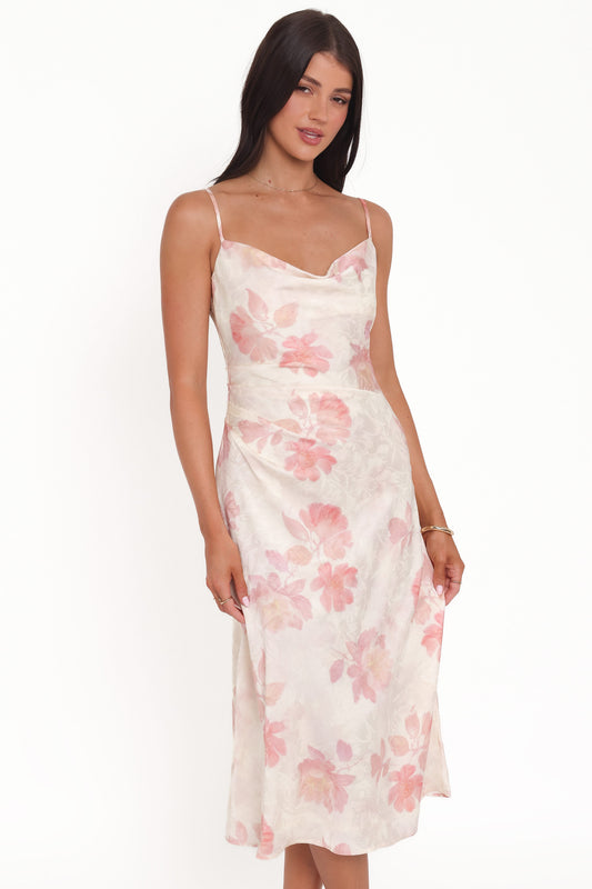 Sandrine Midi Dress - Pink Floral