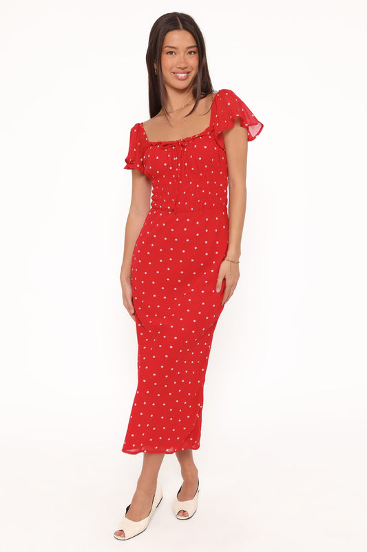 Sherrie Maxi Dress - Red Polka Dot