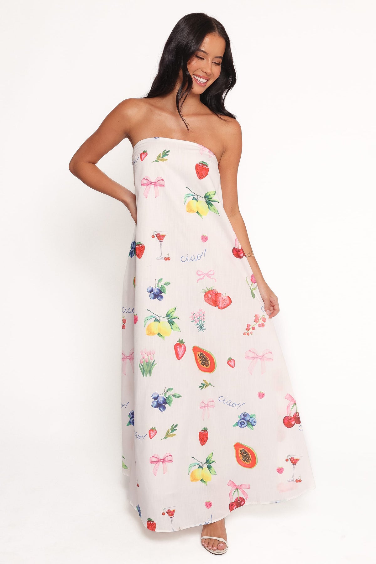 Soph Strapless Maxi Dress - Ciao Bow Print