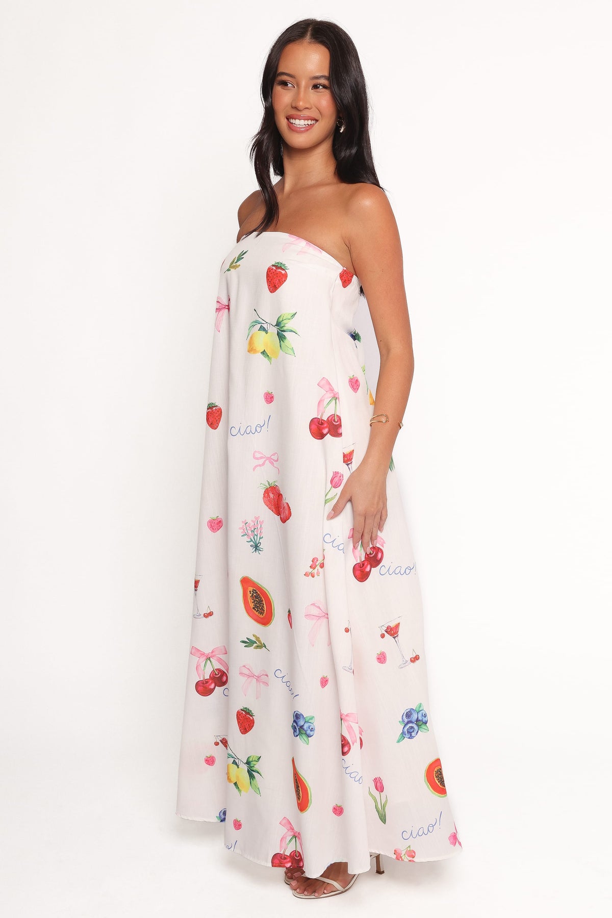 Soph Strapless Maxi Dress - Ciao Bow Print