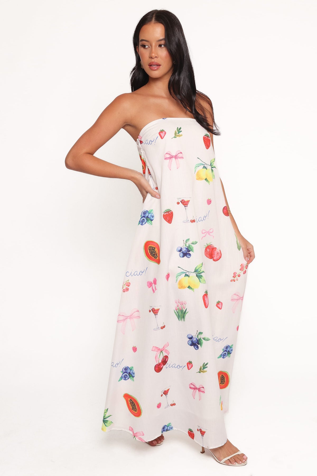 Soph Strapless Maxi Dress - Ciao Bow Print