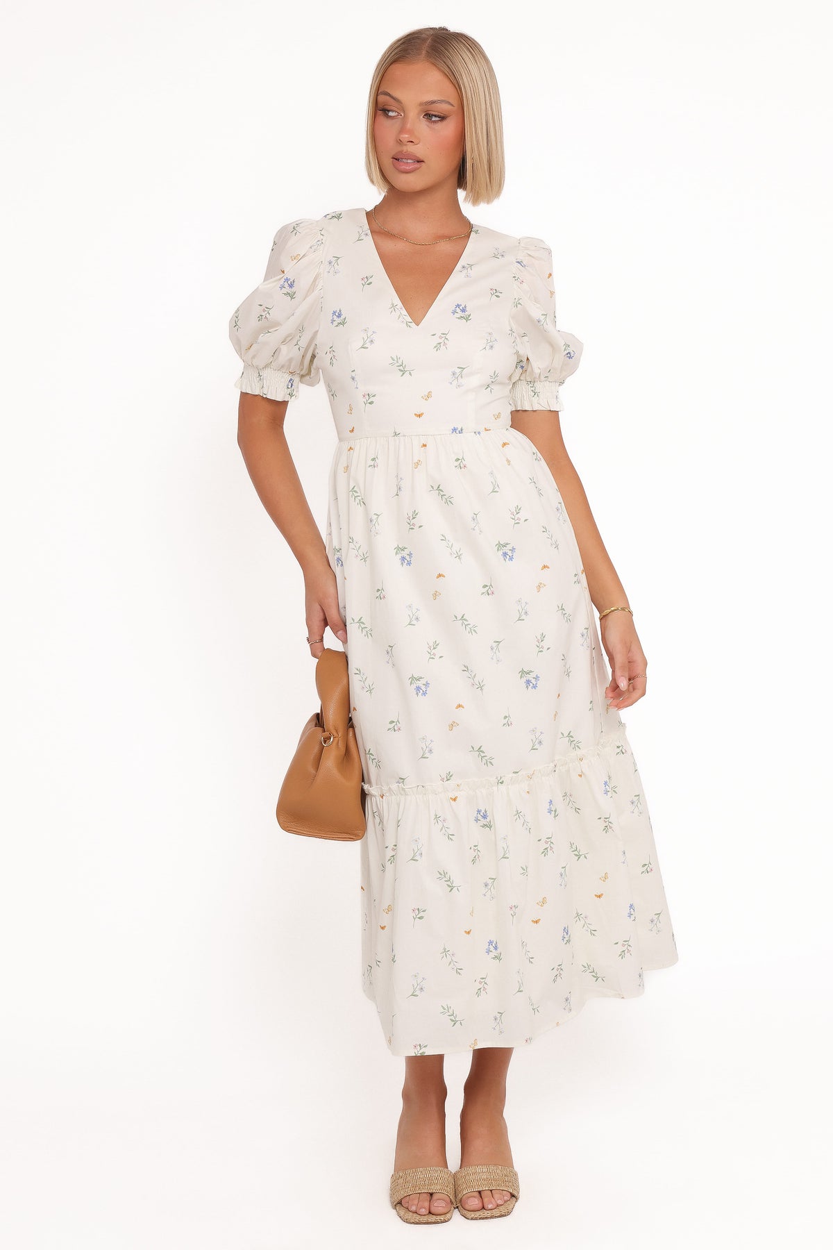 Steele Puff Sleeve Midi Dress - Floral