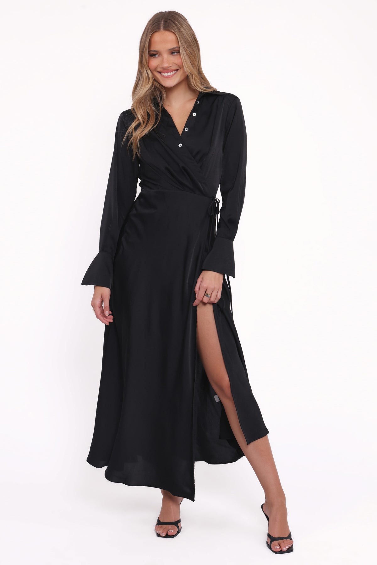 Verna Long Sleeve Maxi Dress - Black