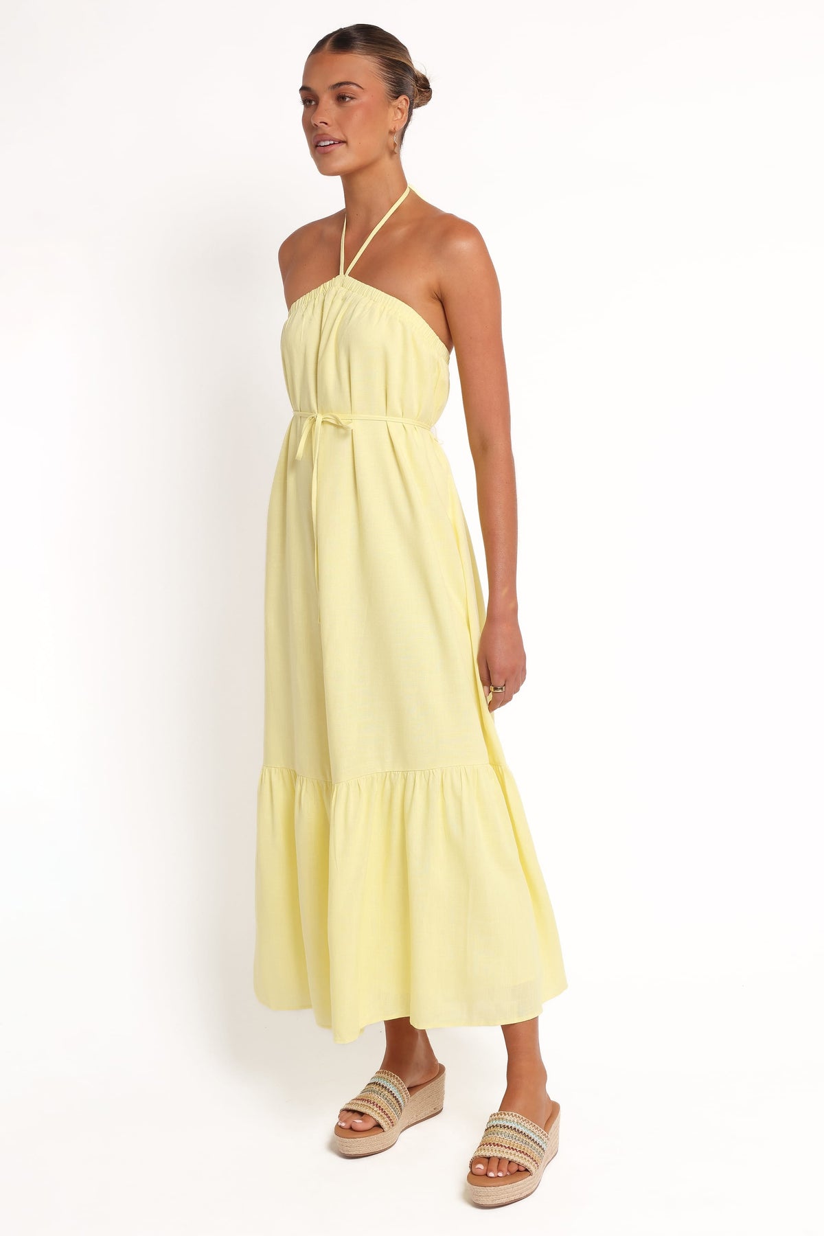 View Halterneck Maxi Dress - Lemon