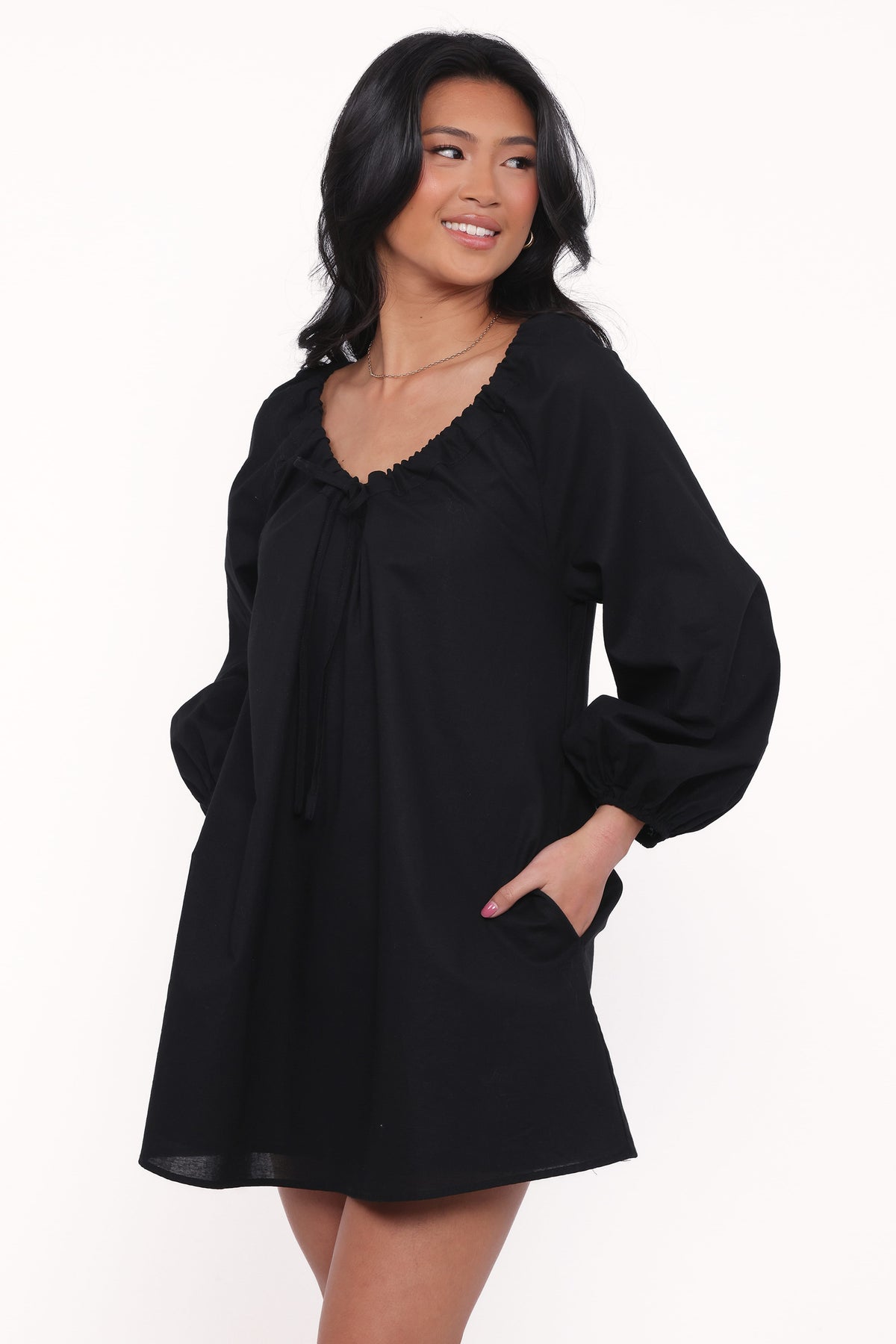 Walker Smock Mini Dress - Black