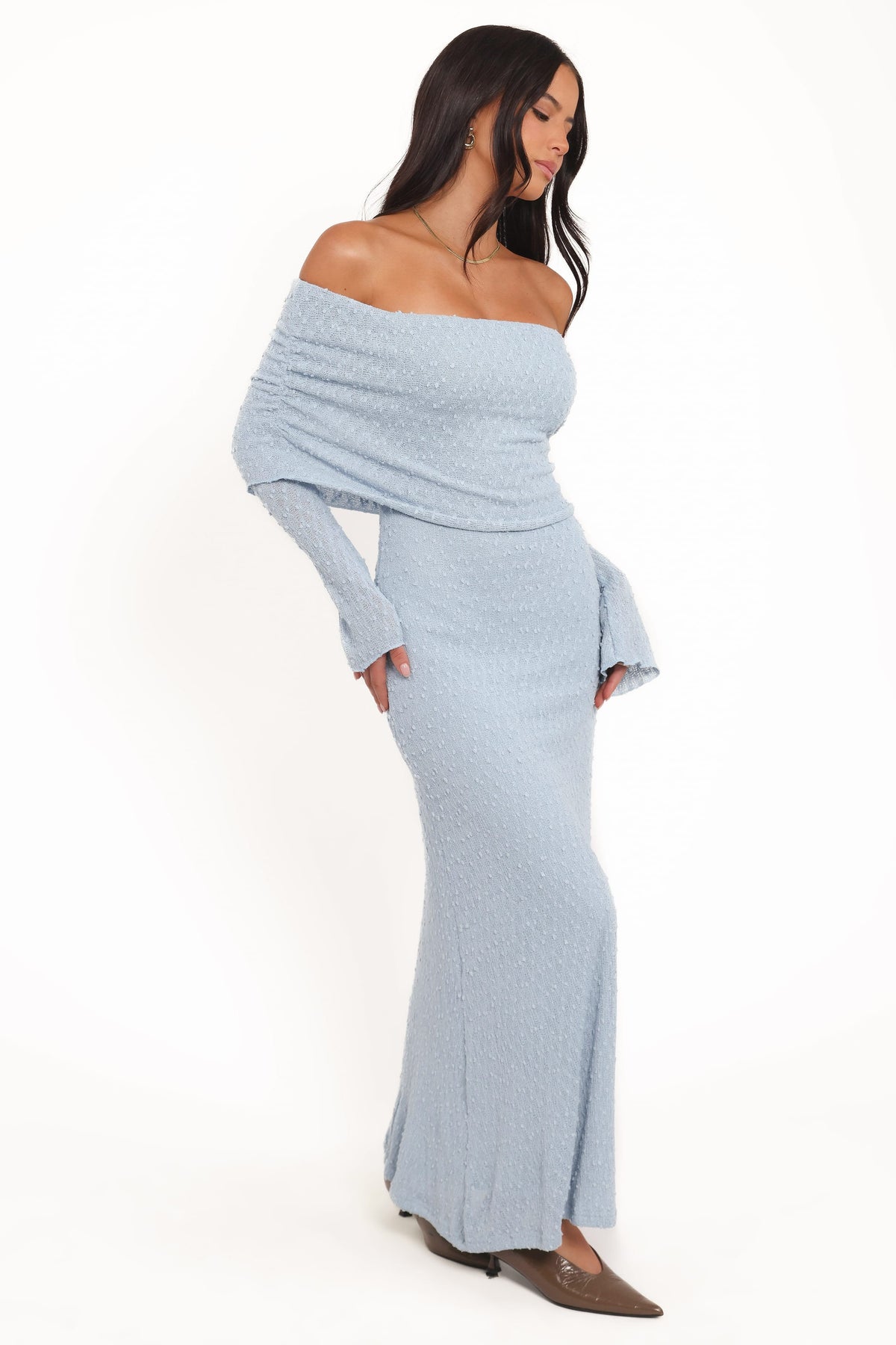 Wilma Off Shoulder Dress - Blue