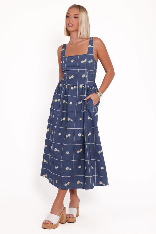 Yolande Midi Dress - Blue Floral