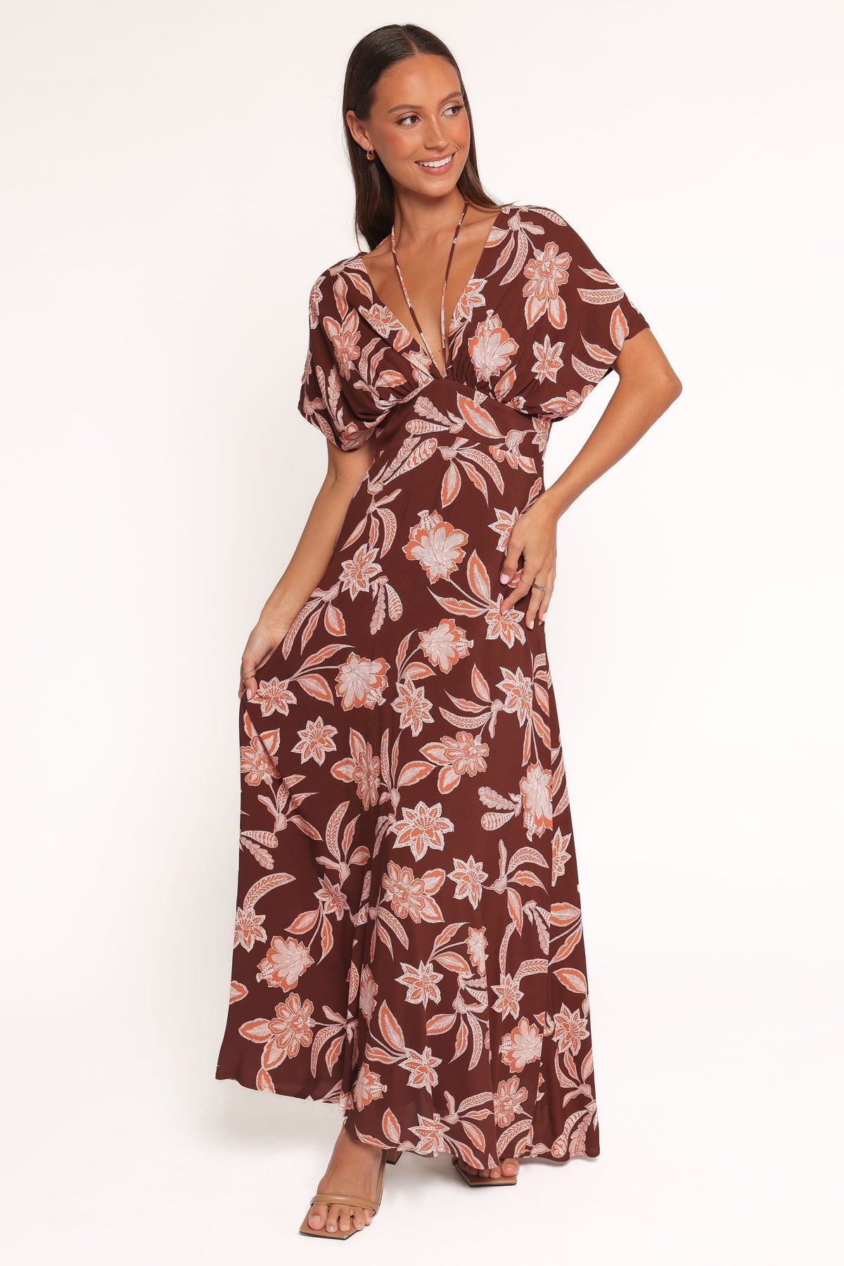 Yolande Midi Dress - Orange Floral