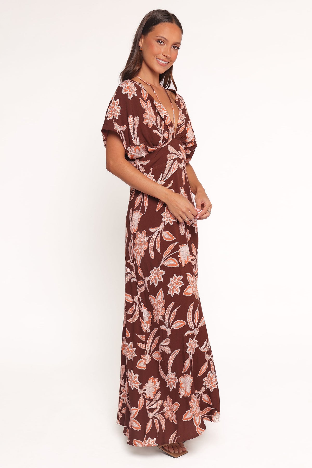Yolande Midi Dress - Orange Floral