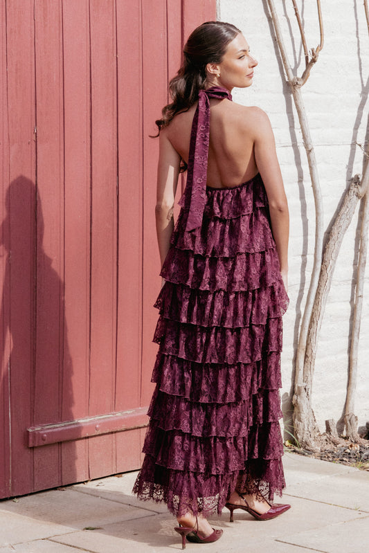 Zoella Maxi Dress - Cherry Lace
