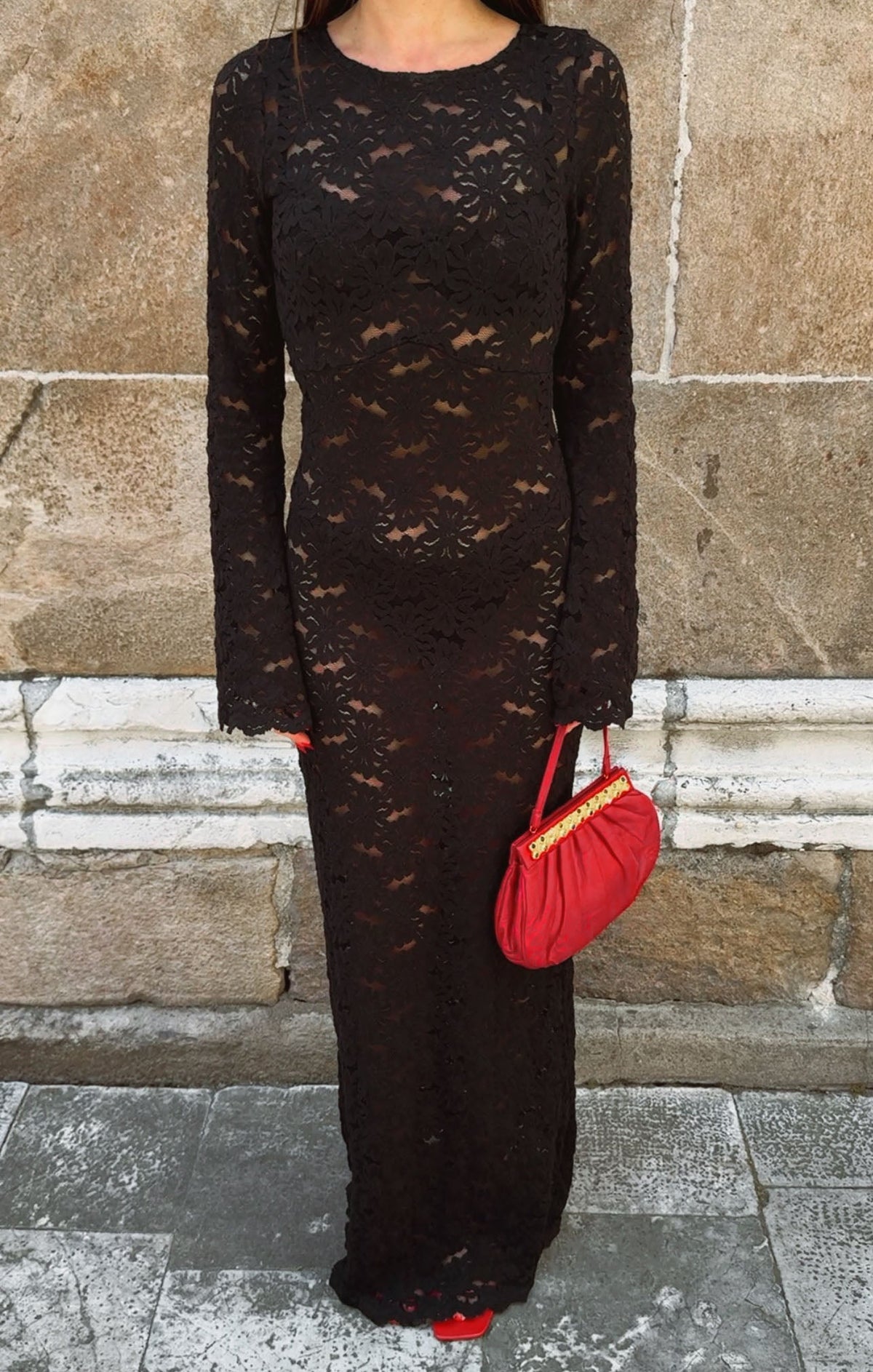 Anjelica Maxi Dress ~ Black Lace