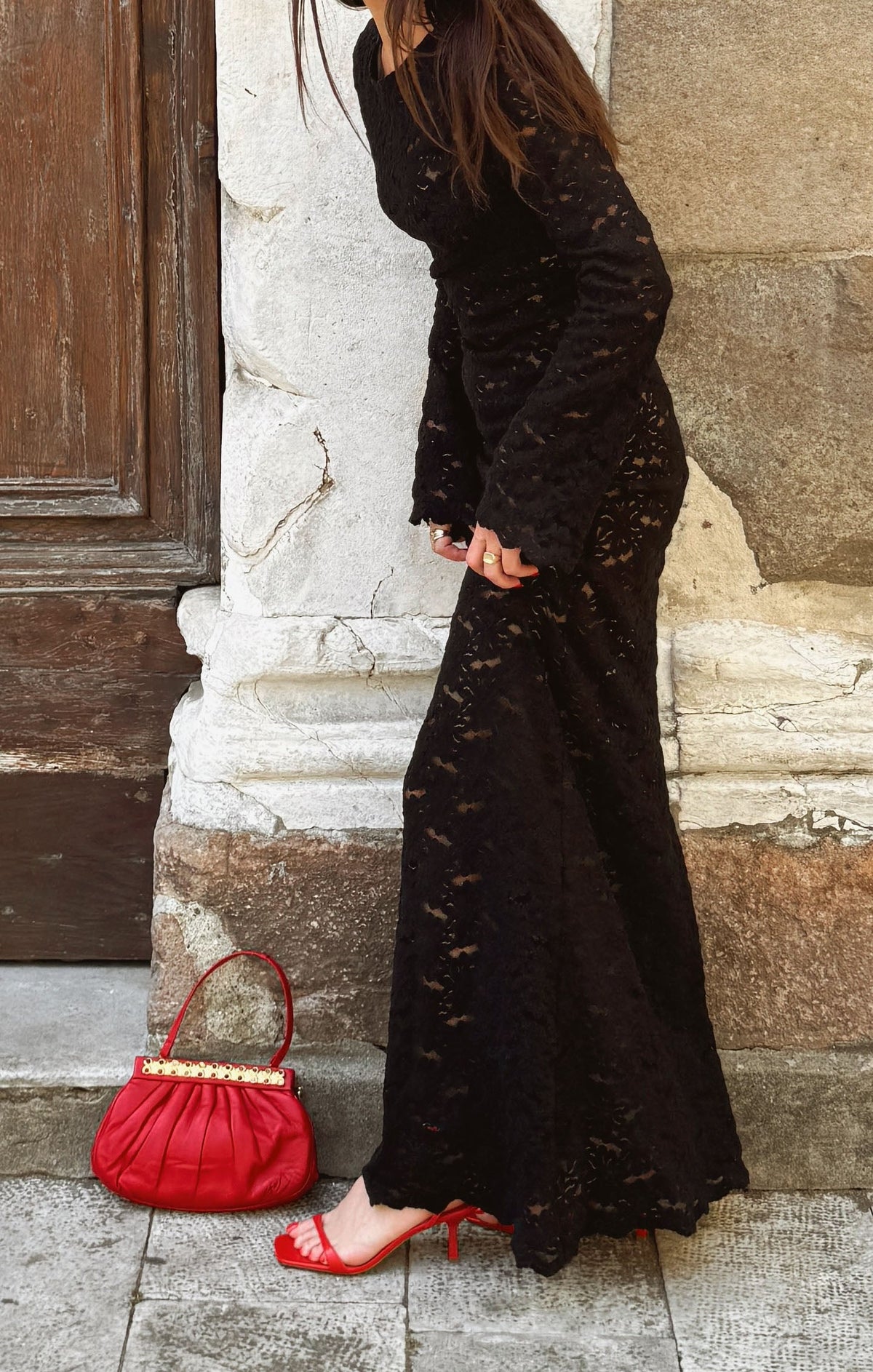 Anjelica Maxi Dress ~ Black Lace