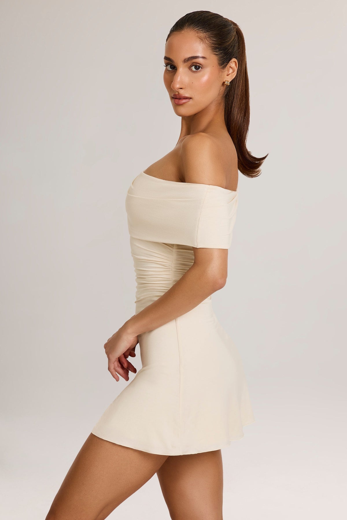 Modal Asymmetric A-Line Mini Dress in Ivory