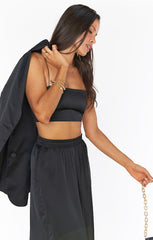 Tucker Top ~ Black Luxe Satin