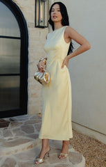 Candice Dress ~ Pale Yellow Luxe Satin