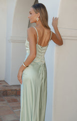Logan Dress ~ Pistachio Luxe Satin